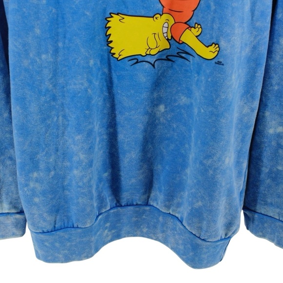 NEW The Simpson’s Cloudy Blue Long Sleeve Bart Skateboarding Comfy Sweater L - Picture 5 of 9